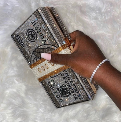 Money On My Mind Rhinestone Sparkle Clutch by Mermaid Way