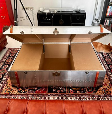 Richard's Trunk Coffee Table Aluminum Aviator Furniture (48 Inches)