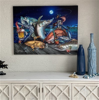 Largemouth Bass Fishing Boat 5 Piece Canvas Print Picture HOME