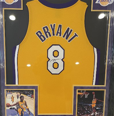 Shaquille O'Neal Autograph Jersey Lakers Gold Framed 37×45