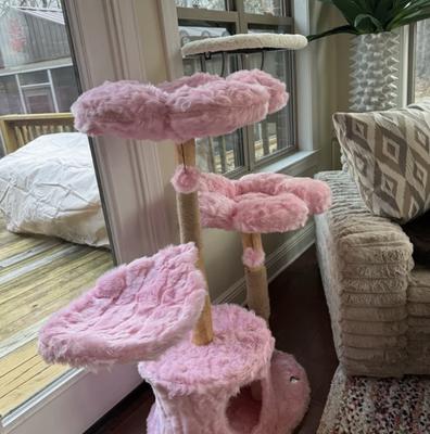 Cherry Blossom Monotone Tres Modern Cat Tree, Large, Pink, Kbspets