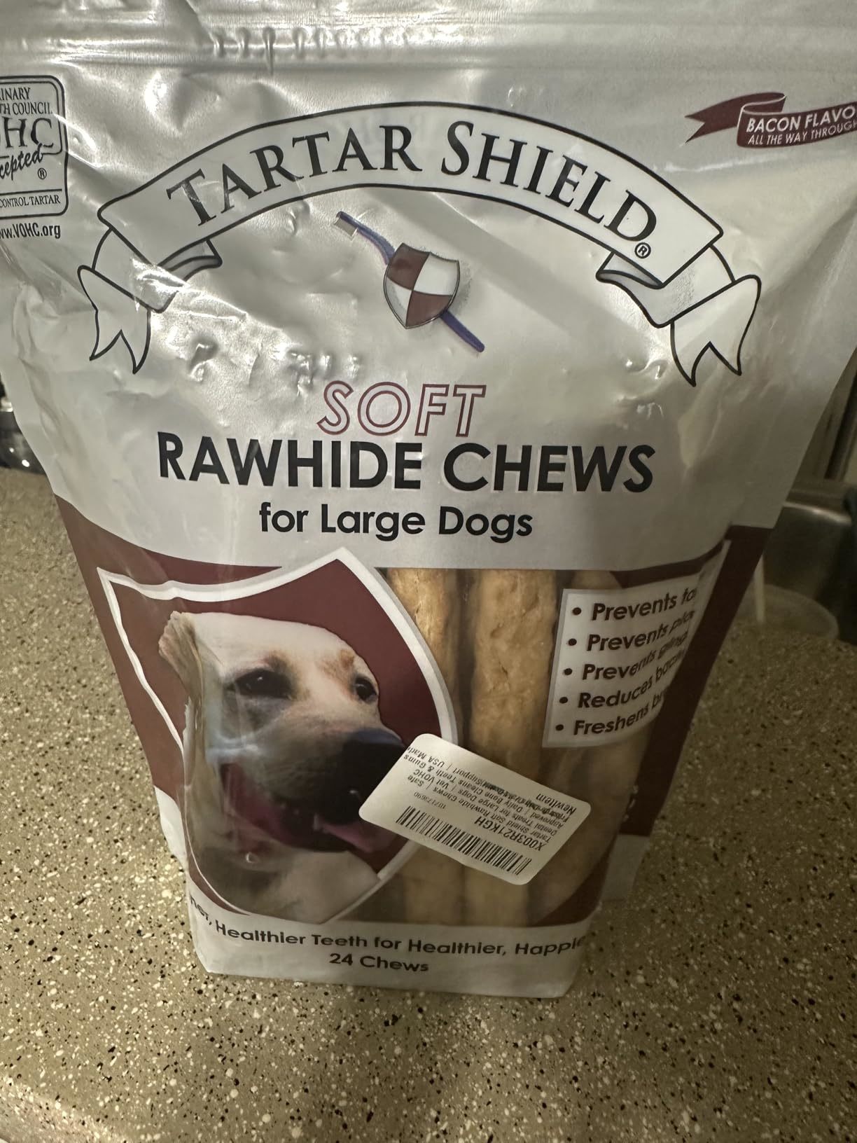 Tartar Shield Soft Rawhide Chews for Large Dogs 24 count