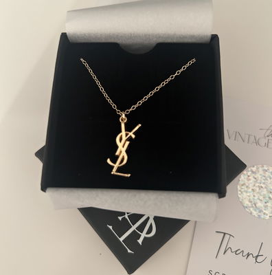 Silver Necklace Ysl Necklace Womens Gold Logo Necklace