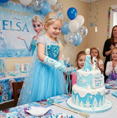 princess polly baby blue dress and beautiful half elf ice queen with a blue dress on a frozen throne with  a stern face Prompts